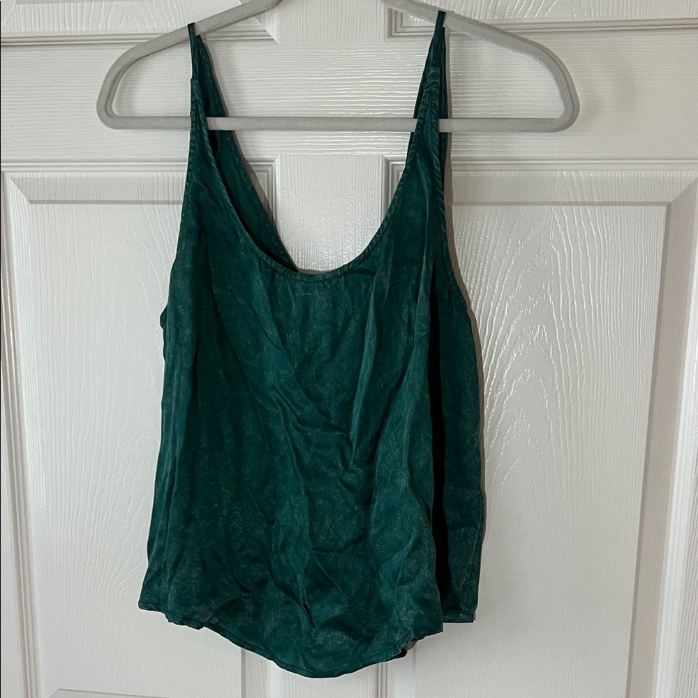 NWT Johnny Was Jade Black Khay Dark Teal Viscose Cami Tank Top, Sz M